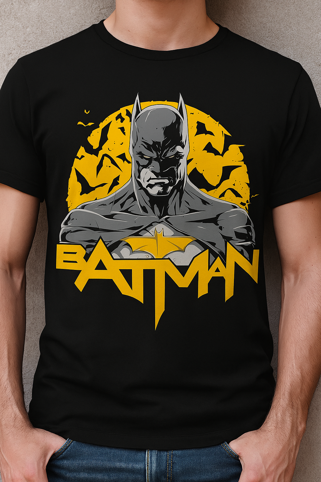 Men Official Batman Black T-Shirts